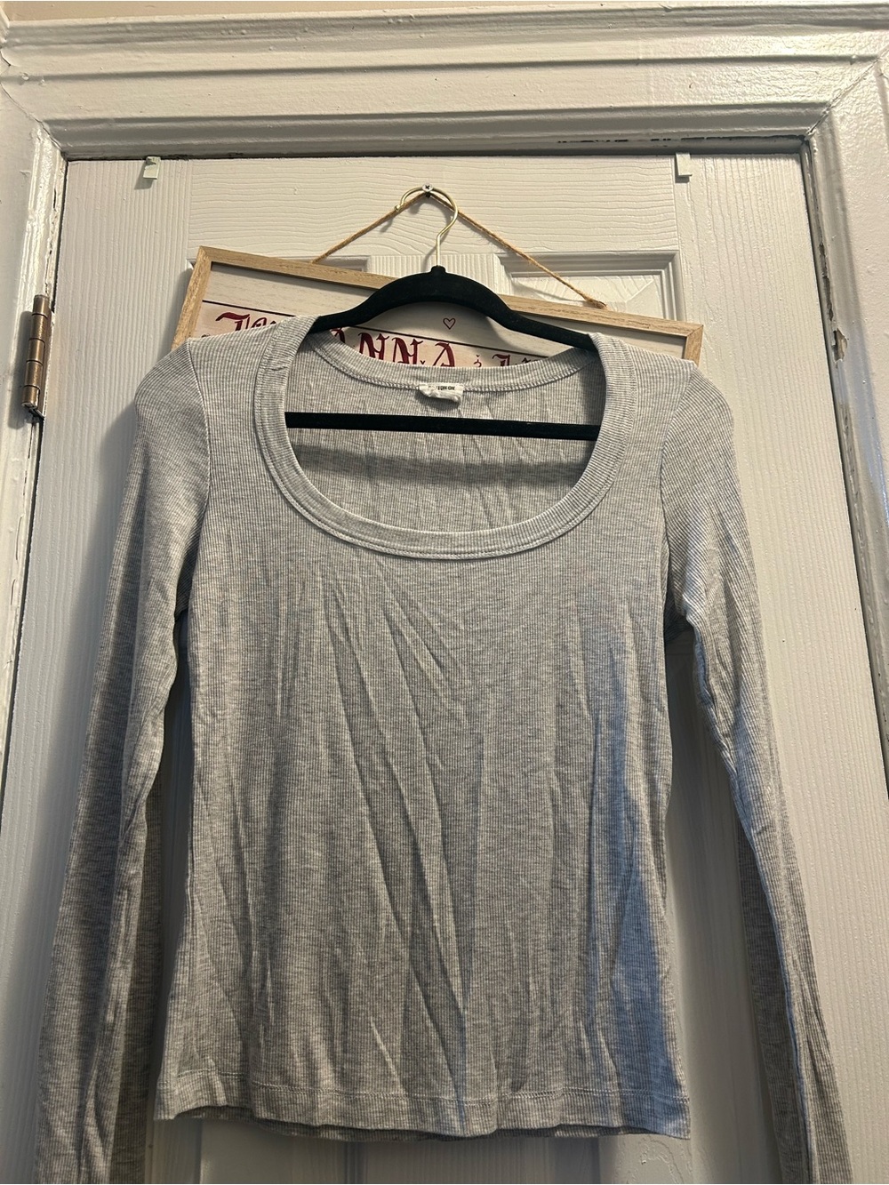 Cotton On Light Gray Long Sleeve Scoop Neck Tee